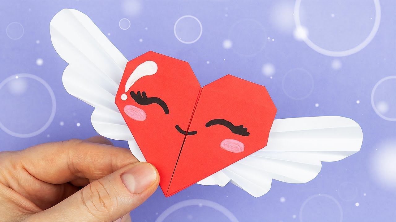 How to Make Paper Heart with Wings: Easy Origami Tutorial - YouTube