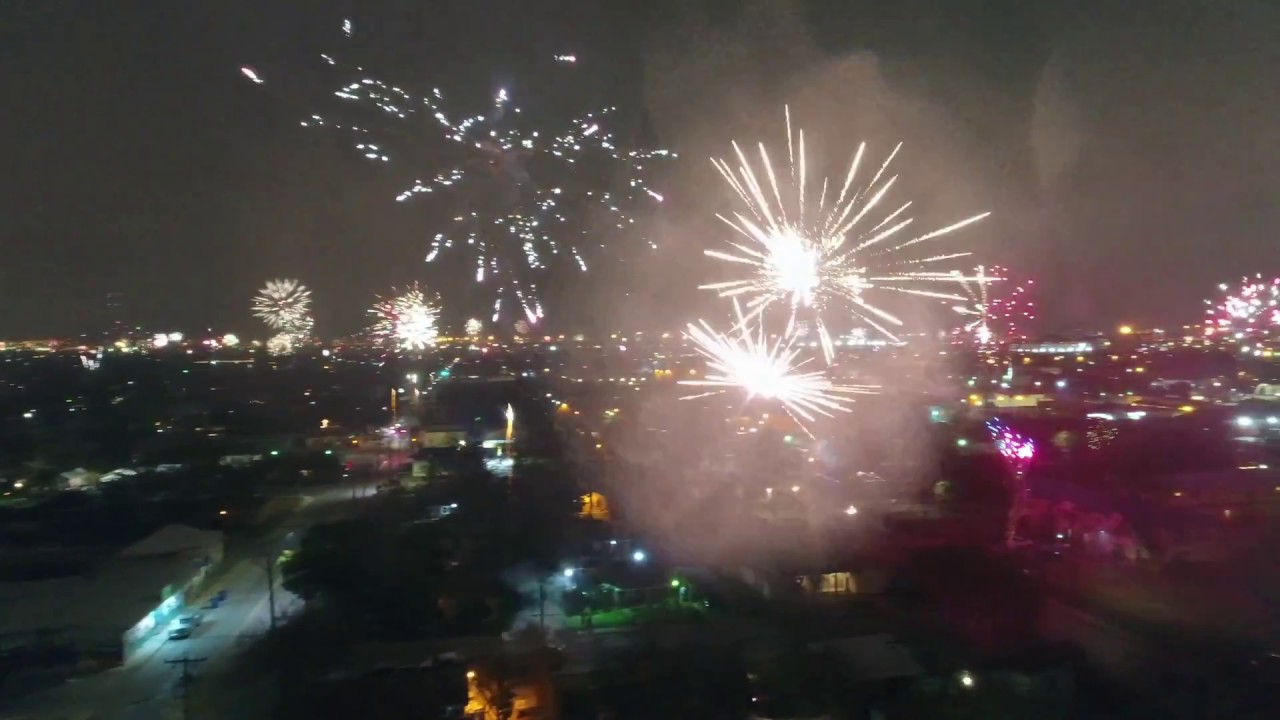 New Year's Eve Fireworks - West Side San Antonio - 4K Drone Phantom 4