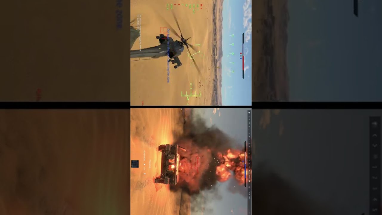 Spleet screen duel Ah-64 Apache vs Shturm-S hellfire vs radar lock ATGM (War Thunder)