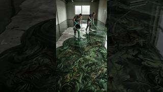 Next-Level Epoxy Floor – Jungle Shadows That Move #epoxyfloor #luxurydesign #resinfloor #epoxy