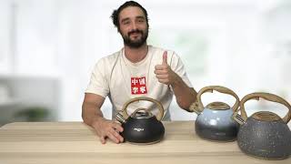 2.7 Quart Natural Stone Finish with Wood Pattern Handle|Poliviar Tea Kettle - Review