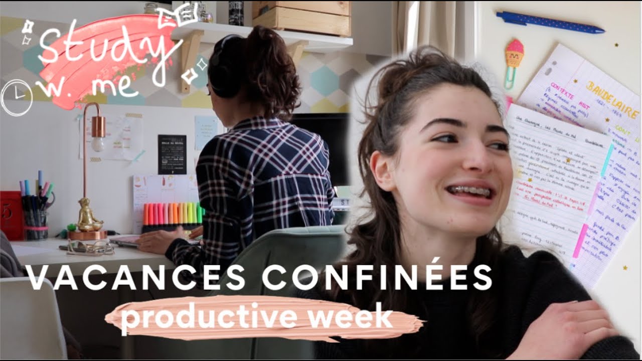 study with me + productive vlog // vacances confinées (+podcasts, yoga ...