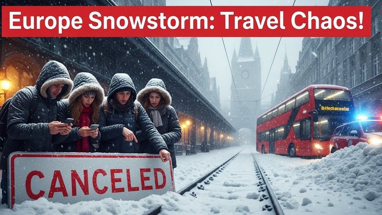 Снежная буря в Европе: туристы застряли, транспортный хаос!