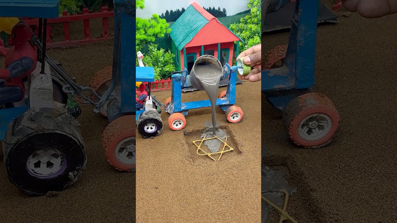 Small Scale Cement Mixing & Pouring | Amazing Mini DIY Construction Video 