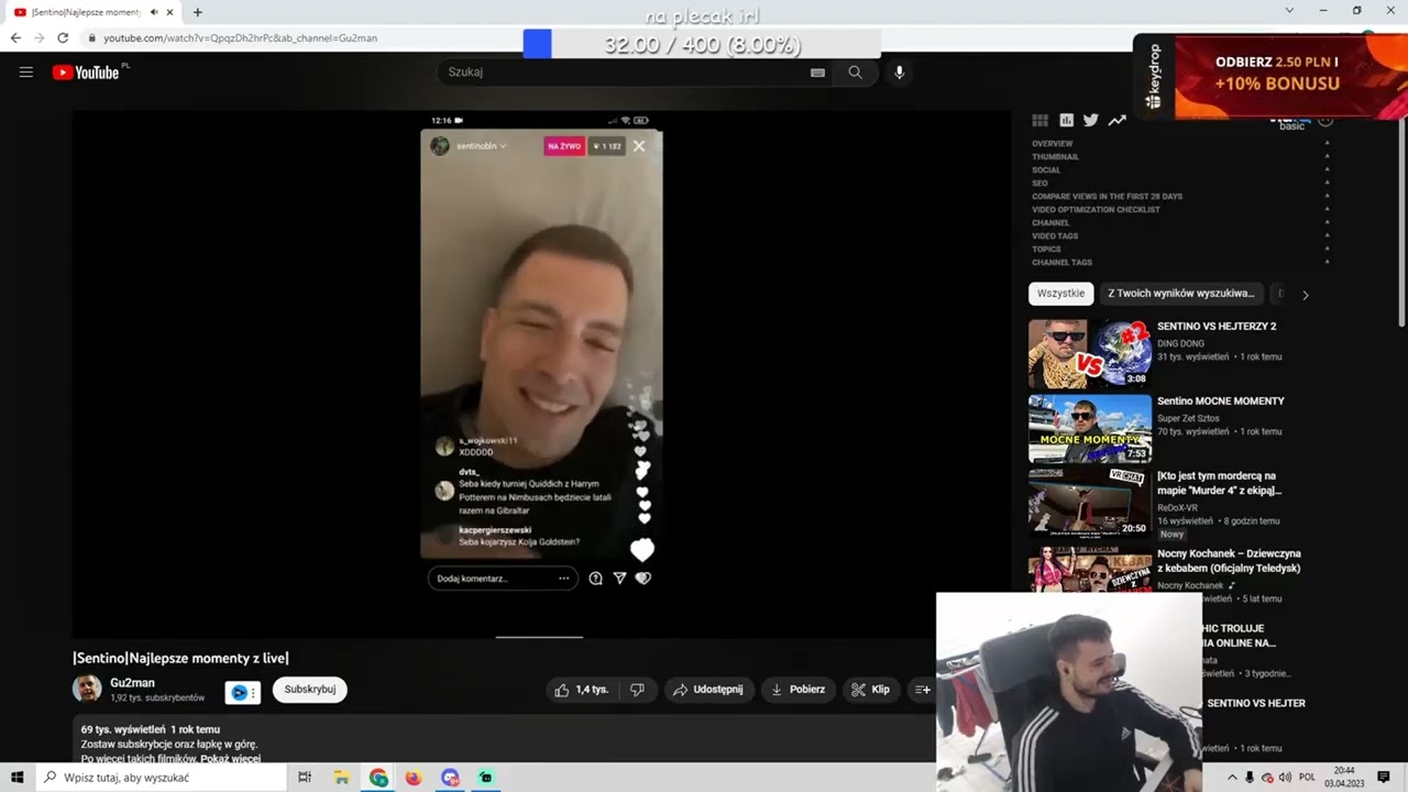 TakeFun/Reakcja na wypowiedzi Sentino z live