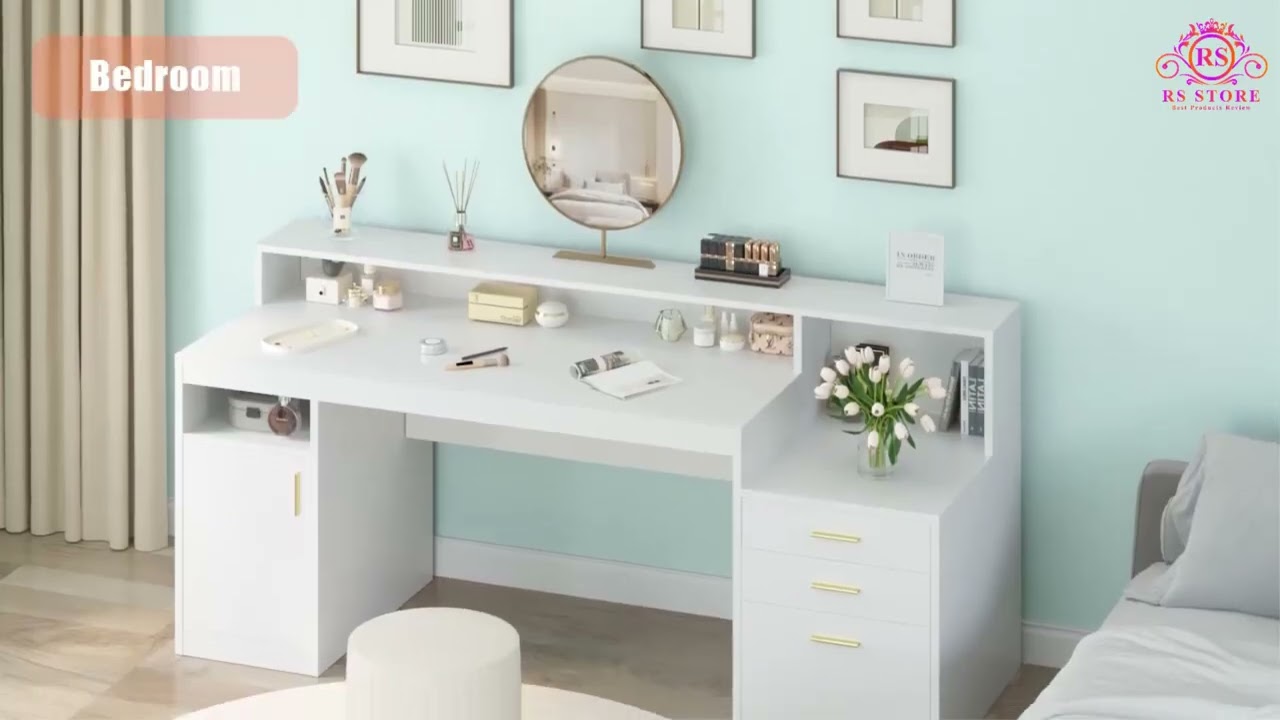 Yomiluve Computer Desk with 3 Drawer and Storage Shelves Review