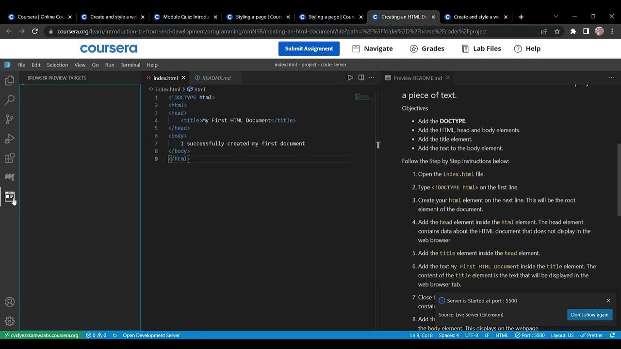 programming assignment creating an html document coursera