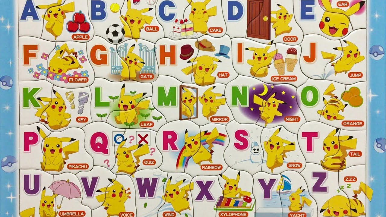 Pokemon Puzzle Let S Learn The Alphabet With Pikachu ポケモン パズル ピカチュウとabcをおぼえよう Youtube