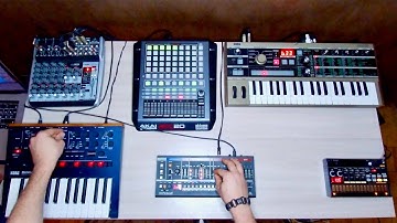 Korg Volca Beats + Microkorg mk1 + Korg Monologue + Roland JU-06A +Akai APC20 session #17