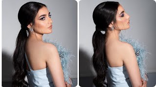 تسريحة سهرة بونتيل هيرستايل منى حمزه تتوريال شرح بالتفصيل للمبتدئين تسريحات شعر جميلة Hairstyle