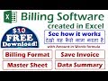 Download Free Excel Billing Software | 2019-20 Video | Auto save invoice in excel | Excel Macro