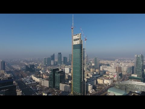 Varso Tower (310 m) drone video || Warsaw 22.02.2021