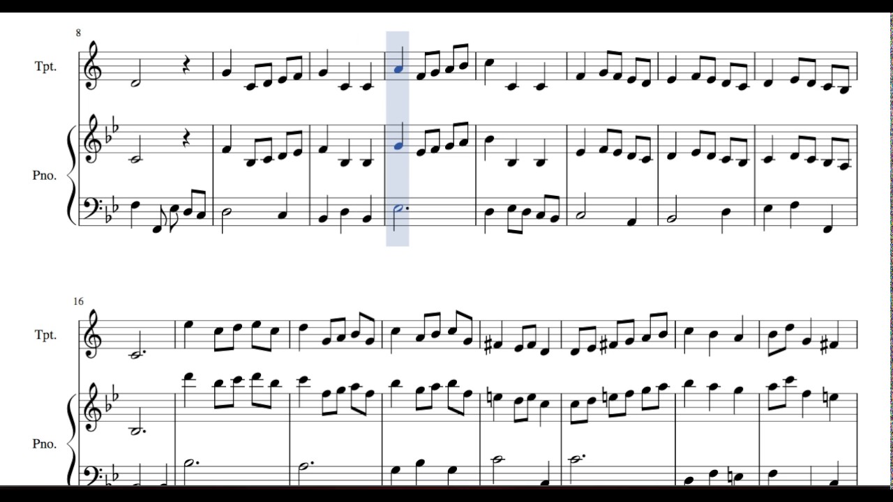 minuet in g major duet sheet music for trumpet and piano bach trumpet and piano duet sheet music