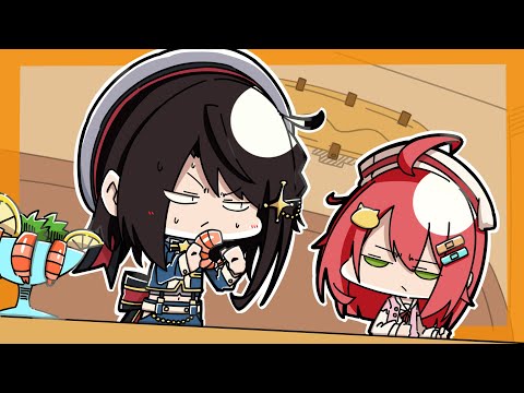 Subaru and Miko fight over shrimp on a trip to Okinawa.【Animated Hololive/Eng sub】【Subaru/Miko/Mio】