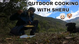 Noodles Cooking Outdoor In A Forest Single Ingredient Meal Powfu