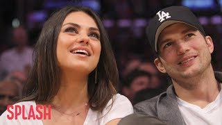 Ashton Kutcher Dresses Baby Boy in ‘That 70’s Show’ Shirt With Mila Kunis | Splash News TV