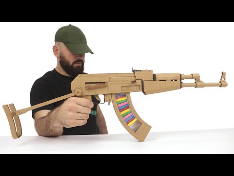 How To Make Cardboard AK47 - Blowback Semi Auto all Mechanical.