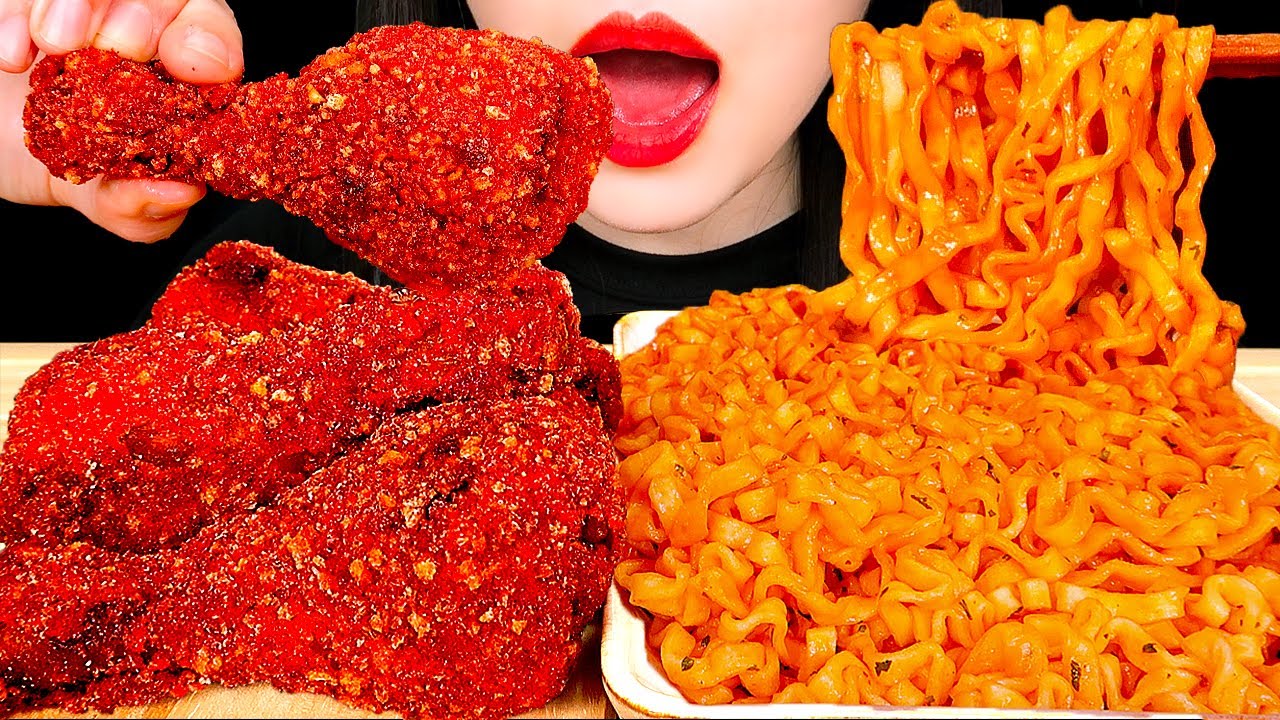 ASMR CHEETOS FRIED CHICKEN & CARBO FIRE NOODLES 직접만든 치토스 치킨 & 까르보불닭볶음면 먹방 咀嚼音 チキン REAL SOUND MUKBANG