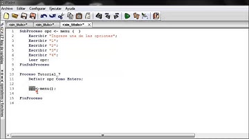 Tutorial 7 PseInt - (Sub-Procesos /Funciones y Procedimientos) Menu
