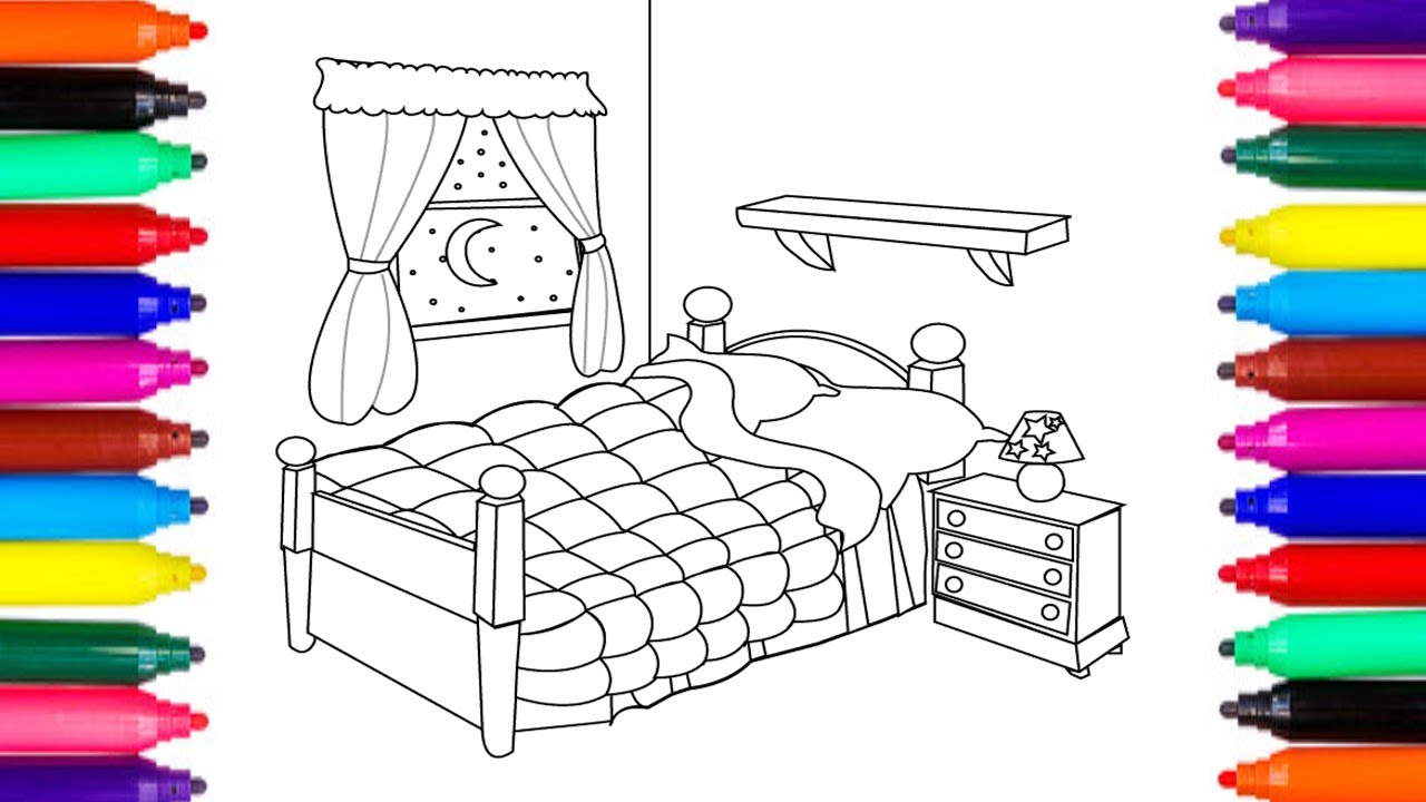 Download Coloring Pages Barbie Rainbow Bedroom l Princess Bedroom l Princess Bed l Coloring Room - YouTube