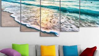 Sunset Beach 5 Piece HD Multi Panel Canvas Wall Art Frame