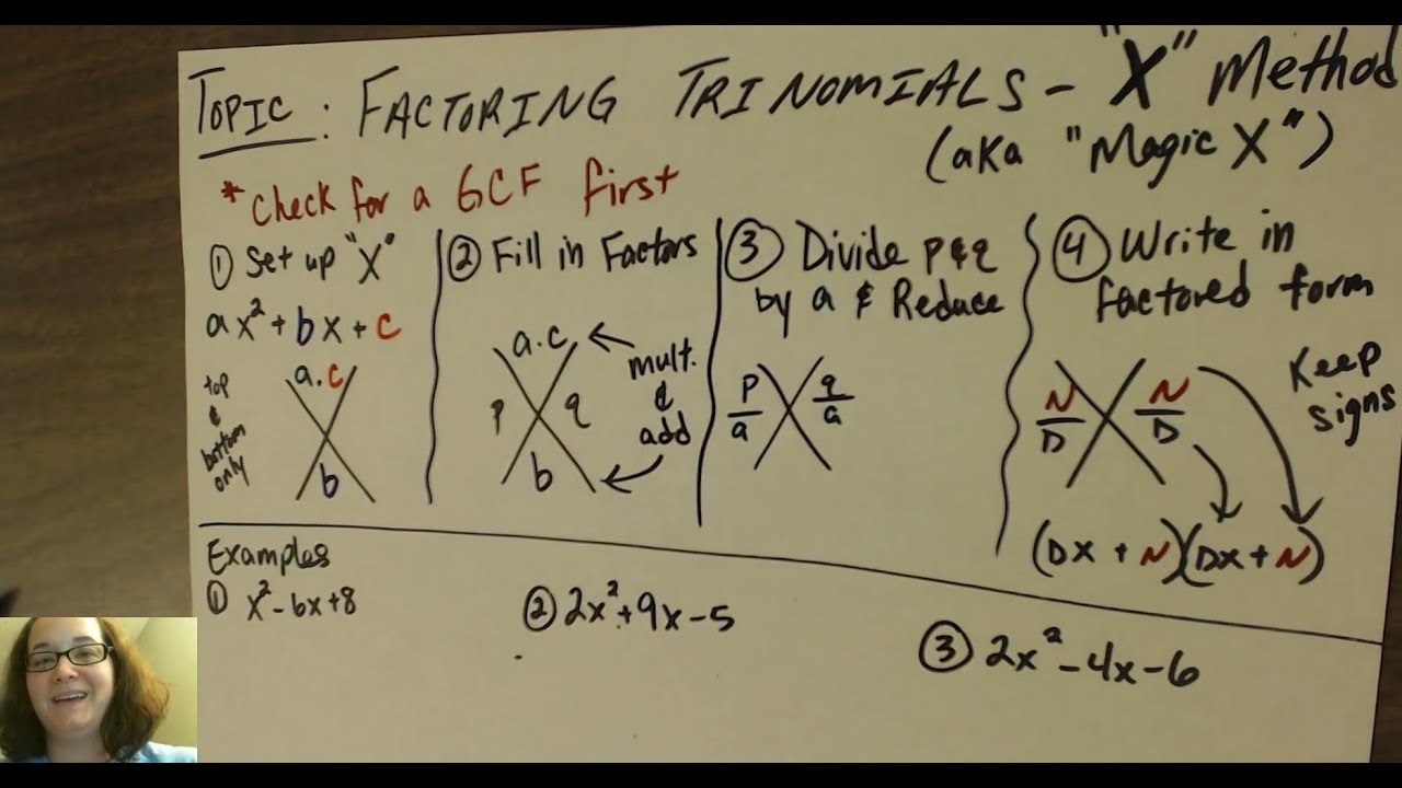 Factoring Trinomials X Method YouTube