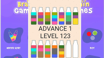 Brain Games Water Sort Advance 1 Level 123 |solution walkthrough gameplay| water Sort puzzle