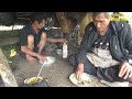 potato  and greens curry and dido|| small cow farm|| rural village nepal||