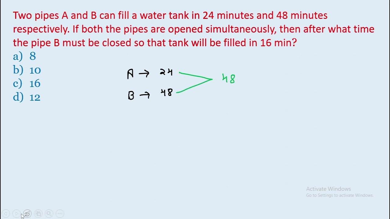 Two pipes A and B can fill a water tank in 24 minutes and 48 minutes