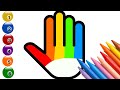 How to draw and color a rainbow hand | easy drawings for kids