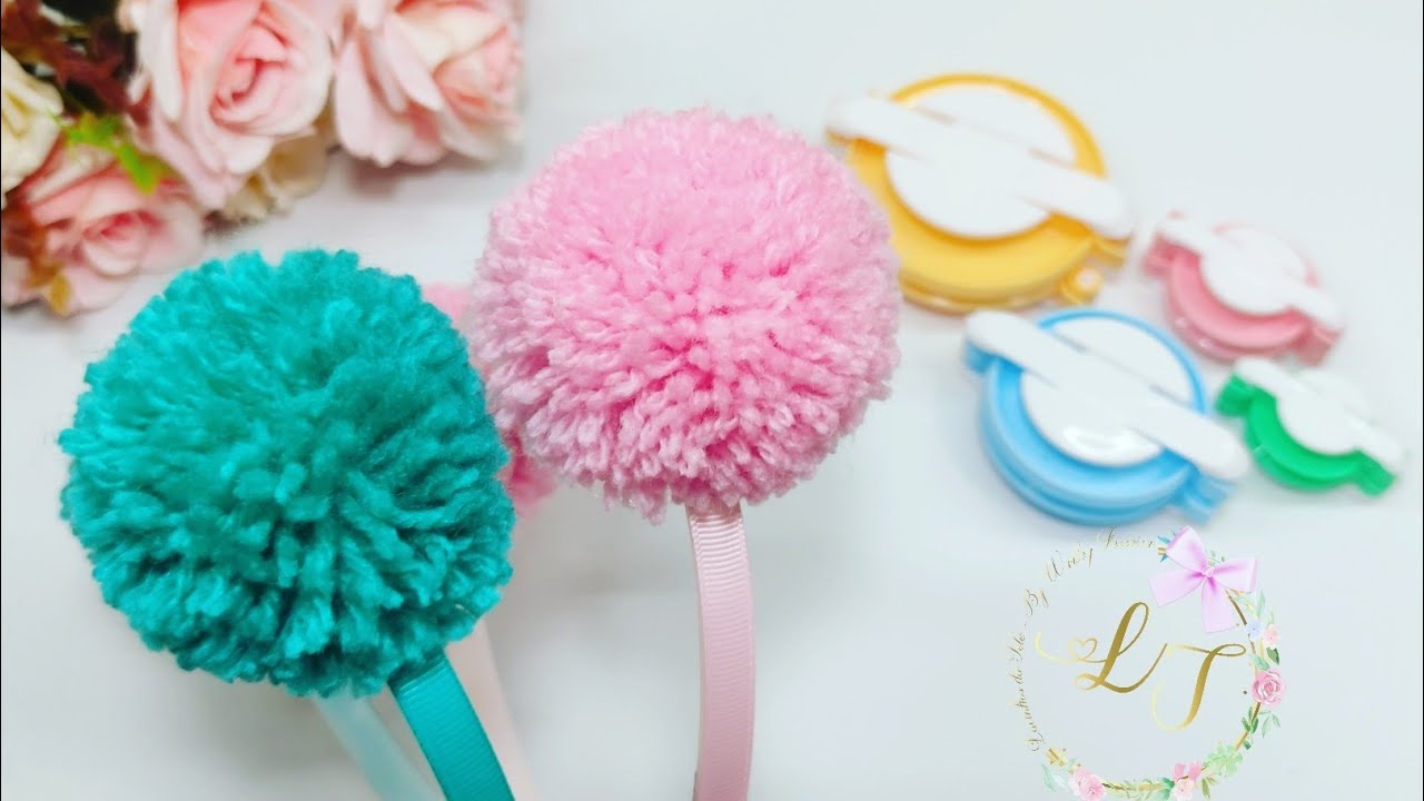 Pompom de lã com moldes. Super prático, fácil e lucrativo. Tiara de pompom. 