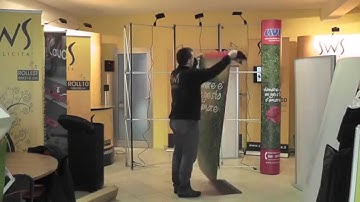 POP UP 3X3 CURVO | Struttura in alluminio con pannelli magnetici stampati a colori