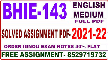 bhie-143 solved assignment 2021-22 / bhie 143 solved assignment in English / ignou bhie 143