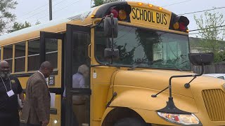 Beaumont ISD takes community partners on a bus tour to visit three different campuses