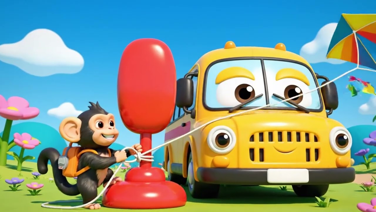 Jungle Animal Bus Song 🎶 | Wheels Go Round Rhyme