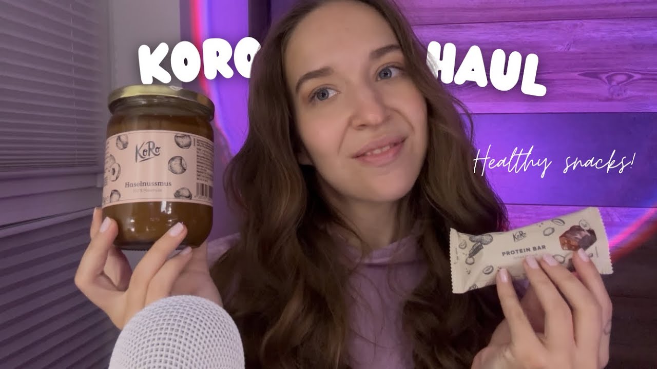 ASMR KoRo Haul 💜 | Healthy High Protein Snacks (Close Up Whispering, Tapping, Scratching, Crinkles)