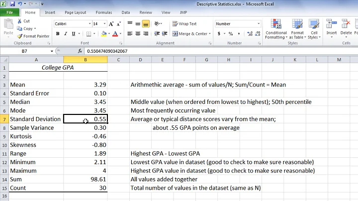 Statistics in Excel - Mean (Average), Median, Mode, and Standard Deviation