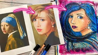 Paper Napkin Mixed Media Collage Tutorial: The Making of a Modern Day &quot;Girl with the Pearl Earring&quot;