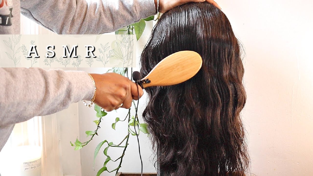 ASMR Wig Hair Brushing No Talking Mic on Brush Soothing Sounds Water Spray Loop YouTube