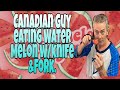 Canadian guy eating Water melon with KNIFE & FORK//shoub tv.