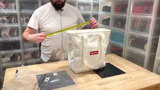 Unboxing : Supreme FW2021 White Canvas Tote Bag 22L - All Measures