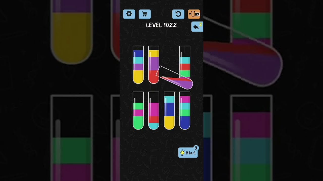 Water Color Sort Level 1022 Walkthrough Solution iOS/Android