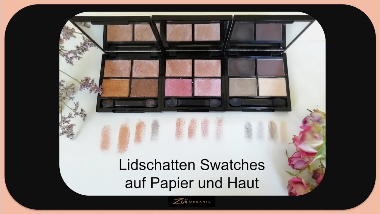 Zuii Organic: Glamour Lidschatten Swatches auf Papier und Haut