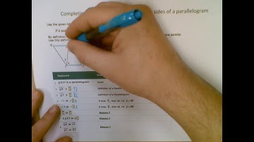 Geometry - Completing proofs of theorems involving sides of parallelograms