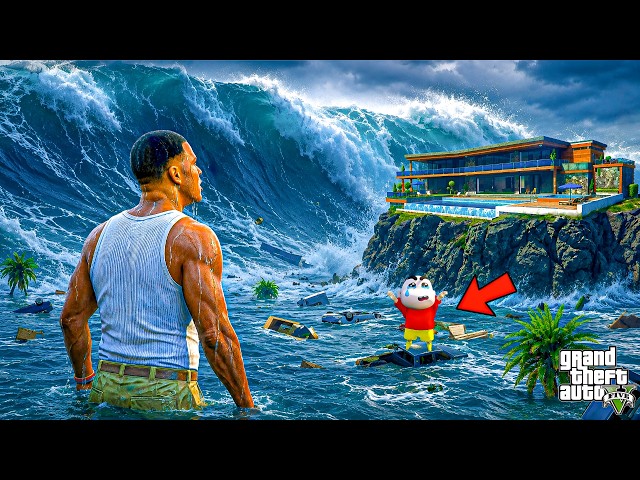 GTA V : Franklin & Shinchan Survived Tsunami & Found Lost Shinchan in GTA 5 ! in Telugu