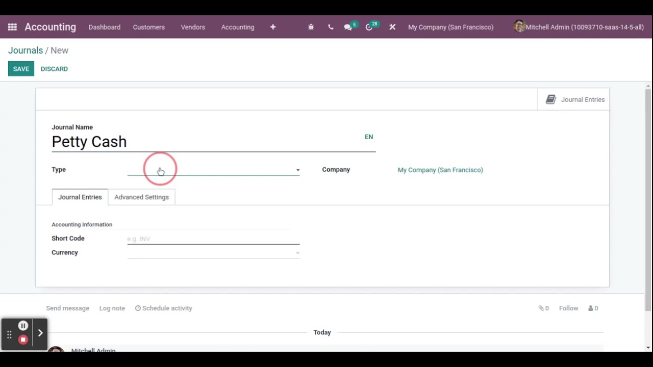 How to create a new Journal in Odoo YouTube