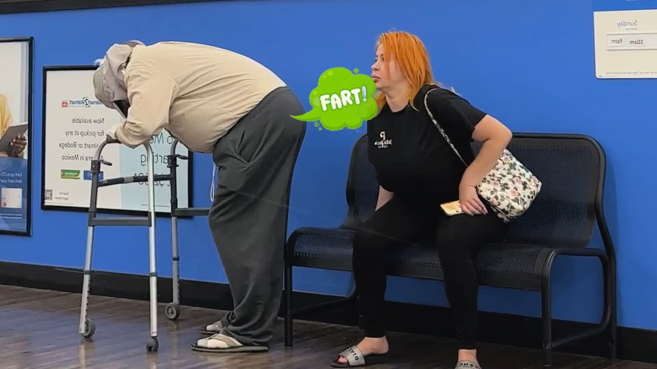 Fat Old Man Blows HUGE Farts on the People of Walmart!! (Don't sit down when the Old Man is around)