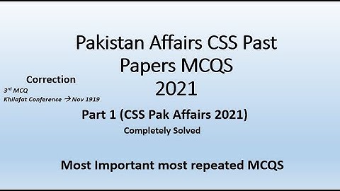 CSS 2021 Pak Affairs MCQS | Pakistan Affairs mcqs | CSS 2021 |
