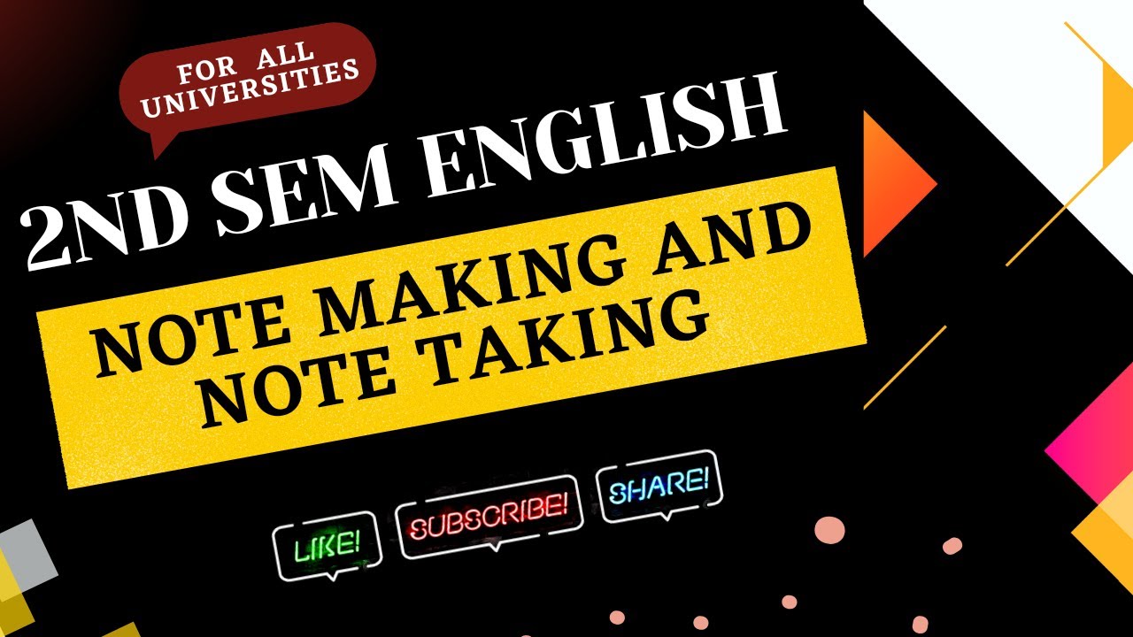 Note Making Bsc 11.Note Making and Note Taking | unit-3 I AP BA BSC BCOM english || in ...