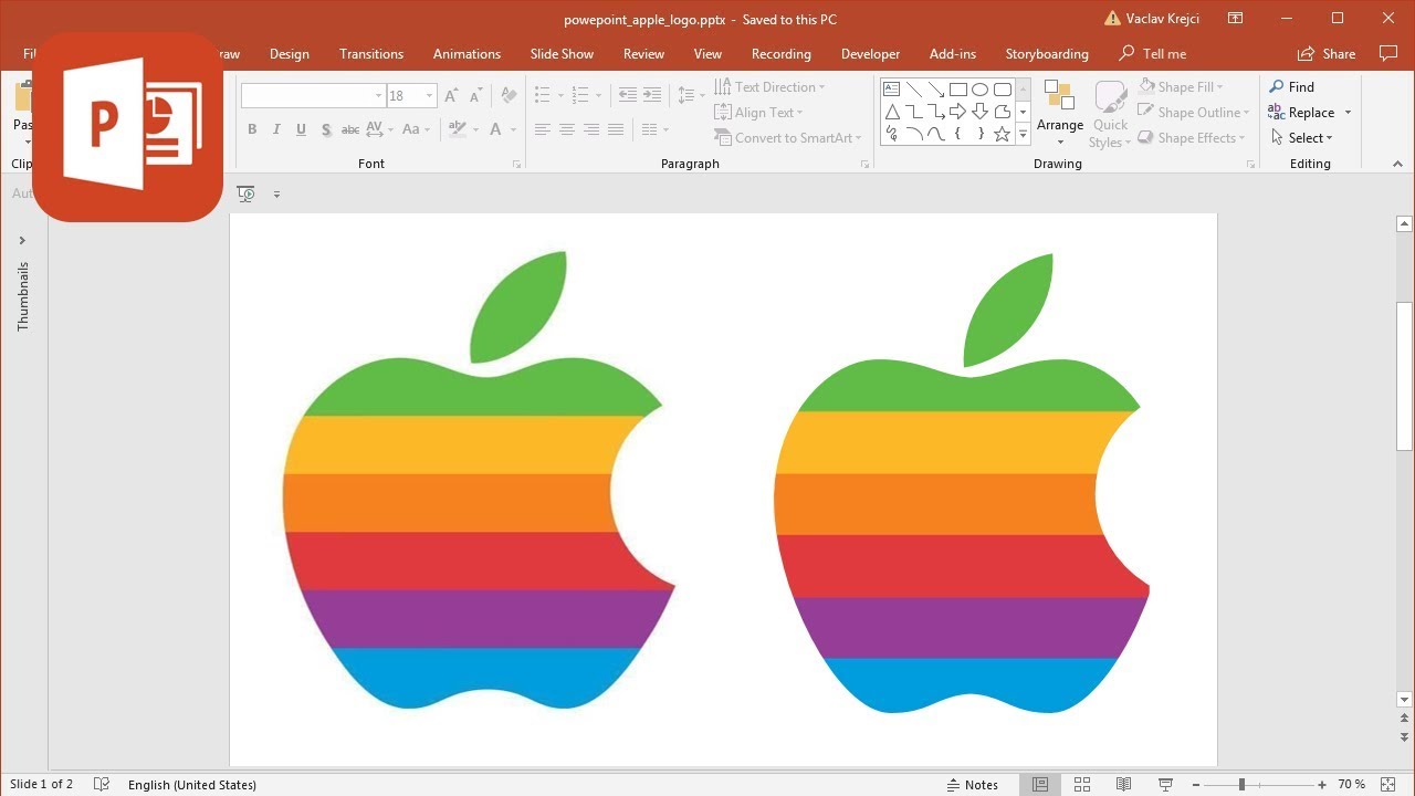 How To Create Apple Rainbow Logo In Microsoft Powerpoint Tutorial - roblox apple logo